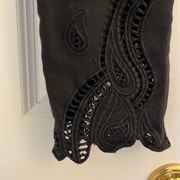 Elie Tahari Skinny Straight Leg Black Jeans Eyelet Cutout Detail - Picture 3 of 5